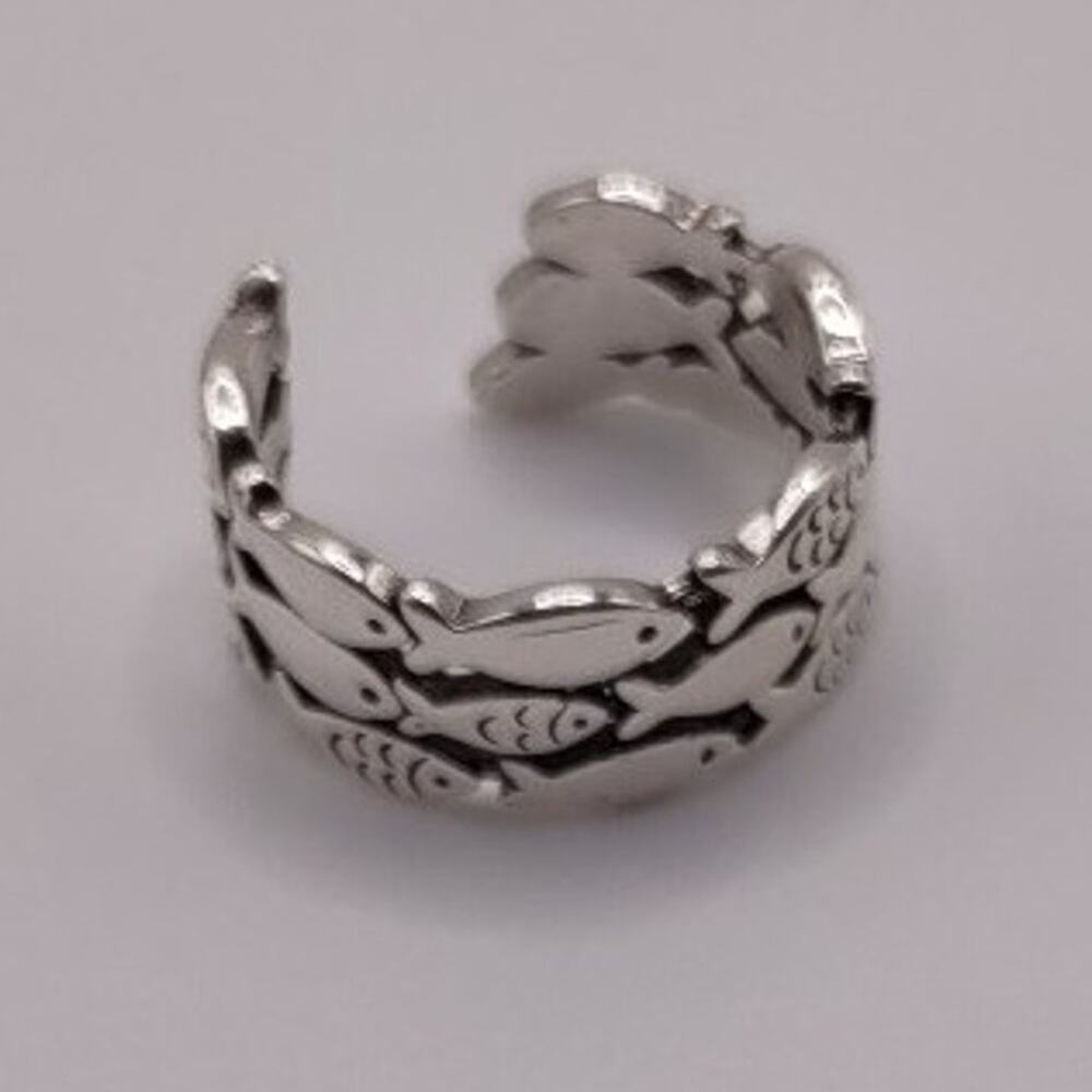 925 Sterling Silver Ring Jesus Fish School Christian Jewelry Birthday Gift New!!